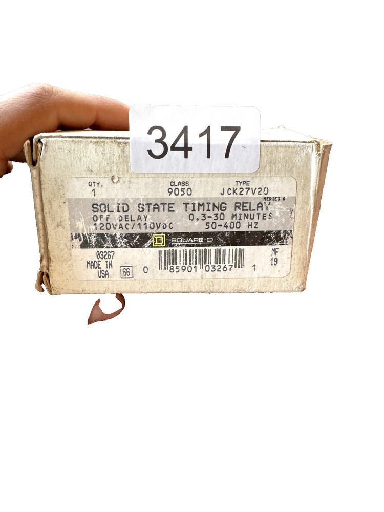 Square D 9050 JCK27V20 Solid State Timing Relay 0.3-30 Minutes