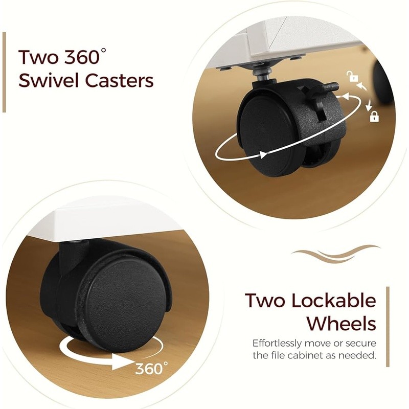 Versatile Rolling File Cabinet W/ Smooth Adjustable Hanging Rods Office Storage