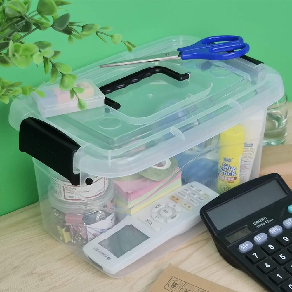 Ramddy 5 Quart Clear Plastic Bins with Lid, Versatile Latching Box with Black...