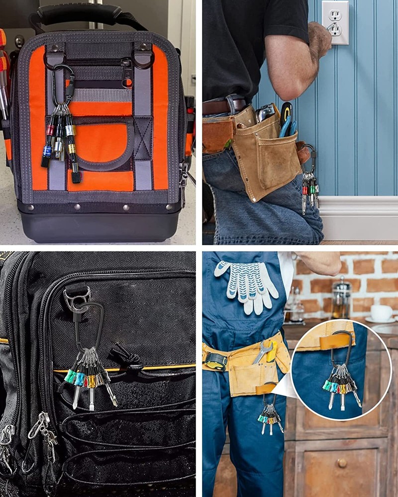 14Pcs 1/4" Hex Shank Quick Release Keychain Screwdriver Drill Bit Holder Bit Set