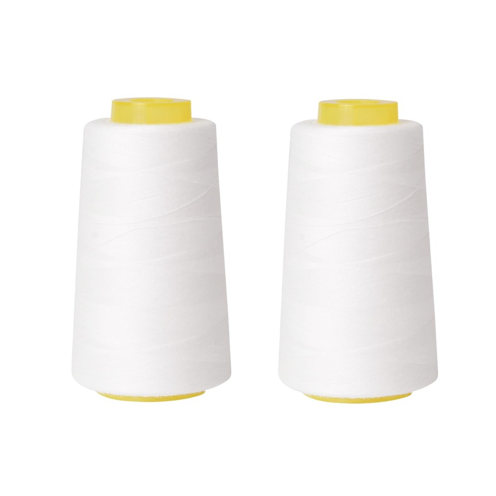 Sewing Thread Cone Set, 2 Pack Serger Thread, 3000 Yards Each, All Purpose Th...