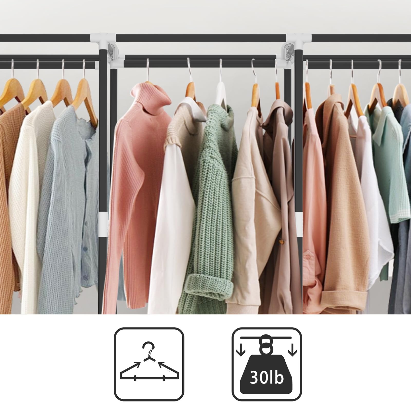 Portable Closet, Portable Closets for Hanging Clothes with 3 Hanging Rods and...