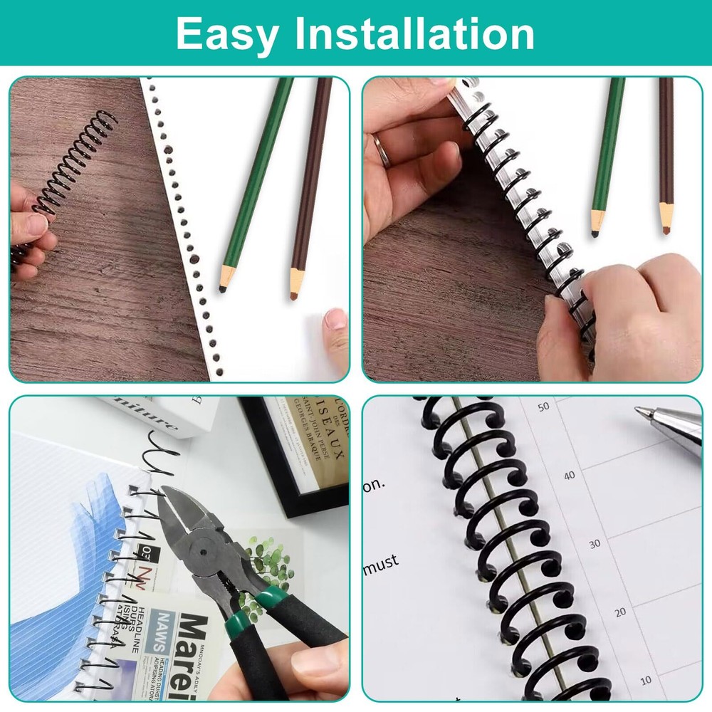 Plastic Spiral Binding Coils 100 Pack Coil Binding 10mm3/8" 75 Sheet Capacity...