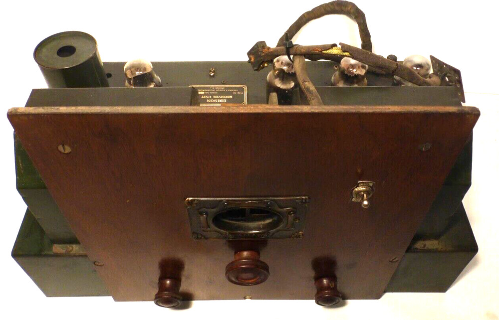 #1 EDISON C-4 RADIO / PHONO: Untested 7R RECEIVER UNIT w/5 TUBES & KNOBS