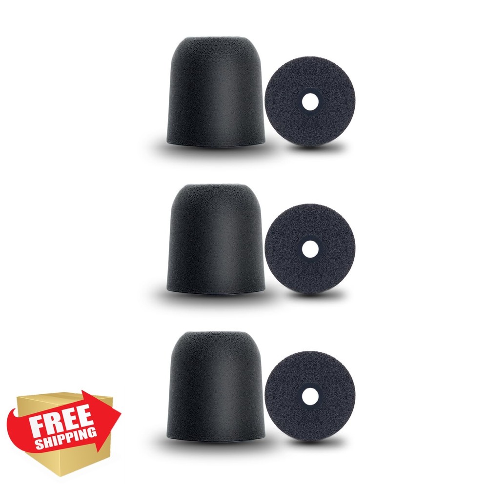 Klowcok Walker's Rope Memory Foam Ear Tips 3 Pair Large Black