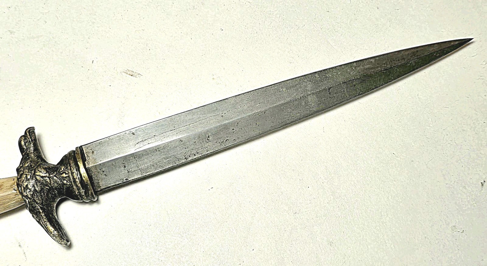 Antique 19th.c. Hand Made Antler Handled Dagger Of Likely American Origin