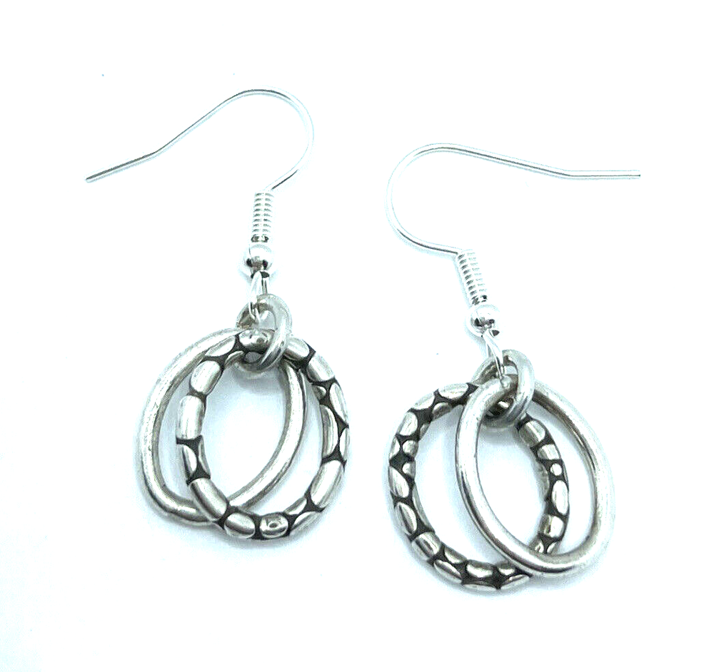 Brighton PEBBLE & Silver Oblong Hoops Custom Earrings
