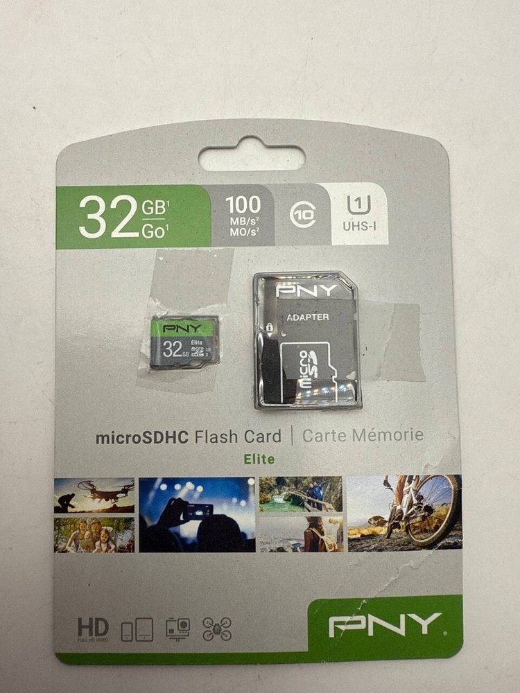 PNY Elite Class 10 U1 V10 microSDHC 32GB Flash Memory Card & SD Adapter Kit