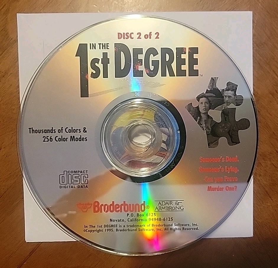 Brøderbund - In The 1st Degree PC CD Rom 1995)  - Replacement Disc 2 - Loose