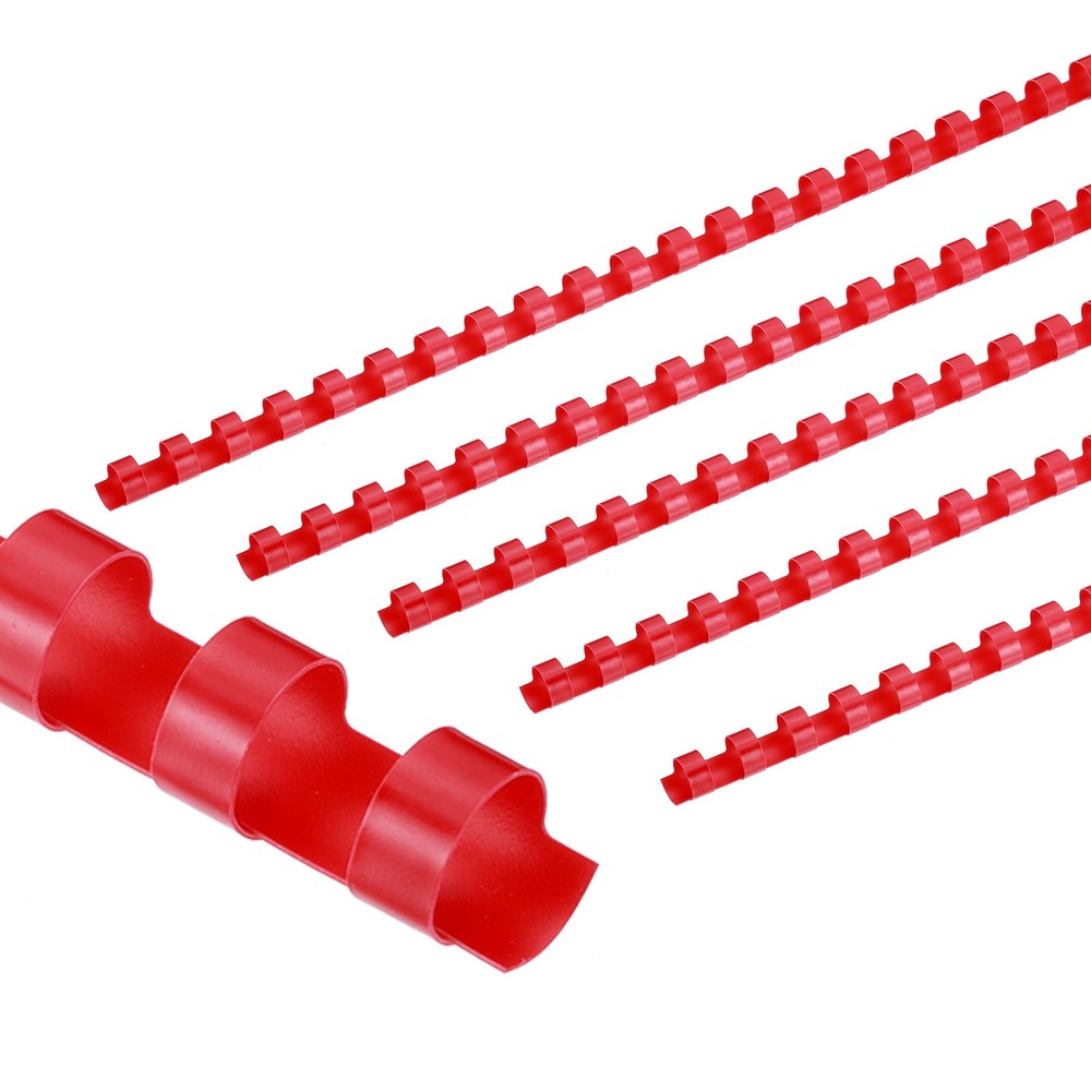 50 Pcs 10mm (3/8") Plastic Binding Combs 60 Sheet Capacity 21 Rings, Red