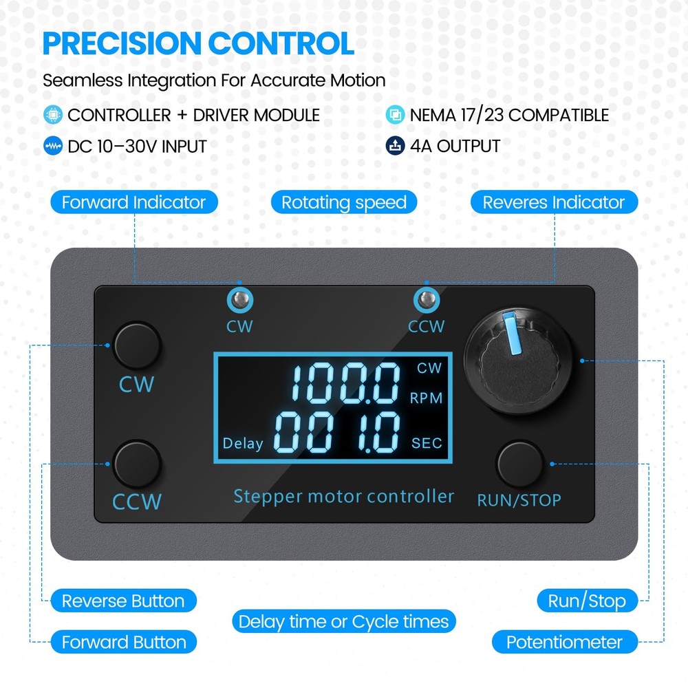 Stepper Motor Controller Driver Board Forward/Reverse Pulse Speed Control Mod...