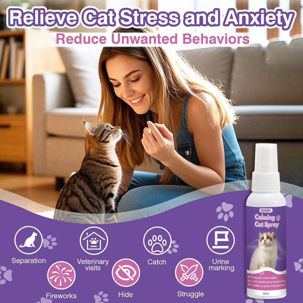 Cat Calming Spray 60 ML 2 Pack Calming Solution for Cats Cat Pheromone Spray ...