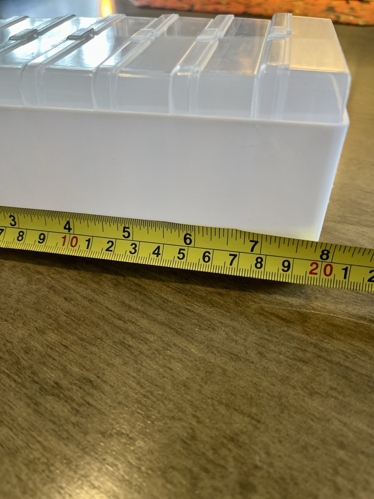 Stackable Storage Box, 6 Compartments, Small Rectangle, 8x4 in, Clear plastic