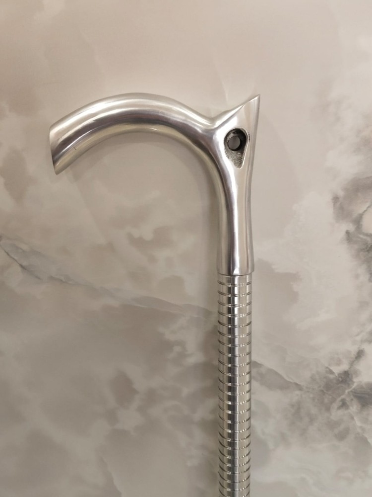 37" Aluminum Walking Stick Cane | Steampunk Victorian V Handle | Handmade Gift