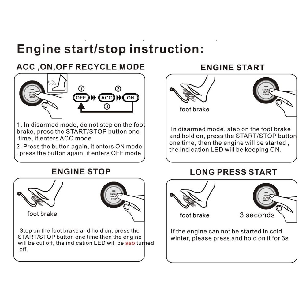 Car RFID Push to Start Ignition Kit, Keyless Go Engine Start Stop Button Syst...