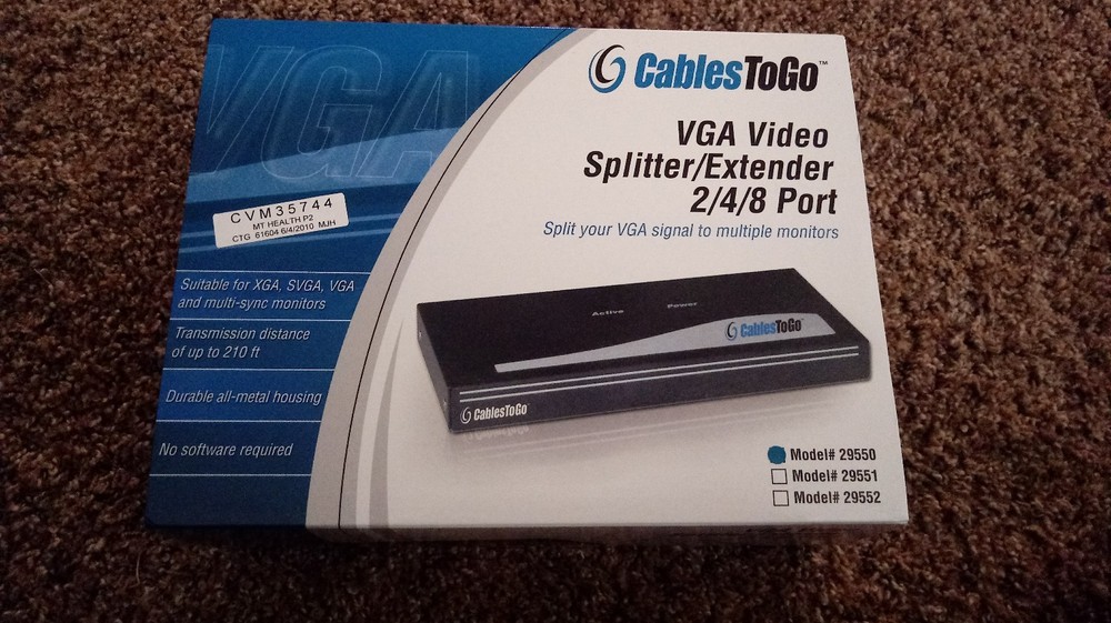 CablesToGo VGA Video Splitter/Extender 1:2 Model 29550