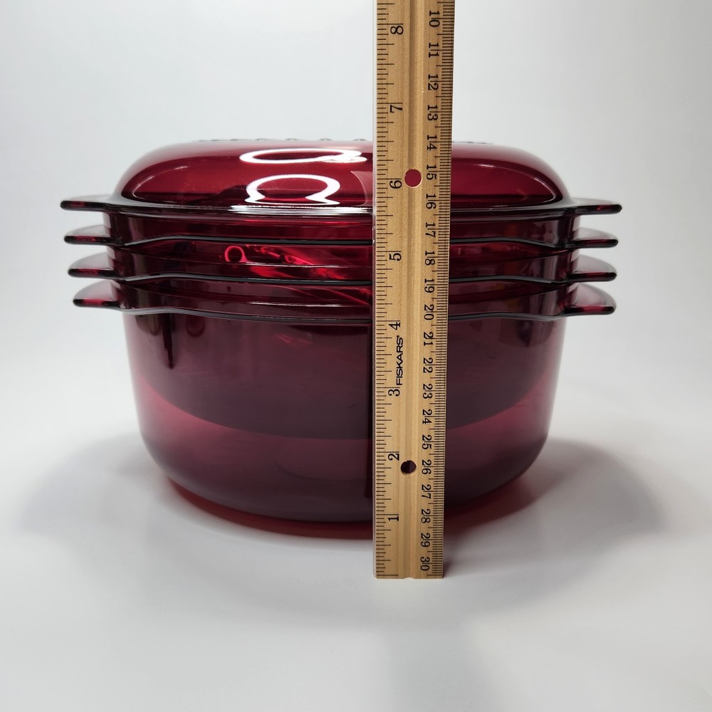 Vintage Tupperware TupperWave 5 Piece Cranberry Red Stack Cooker