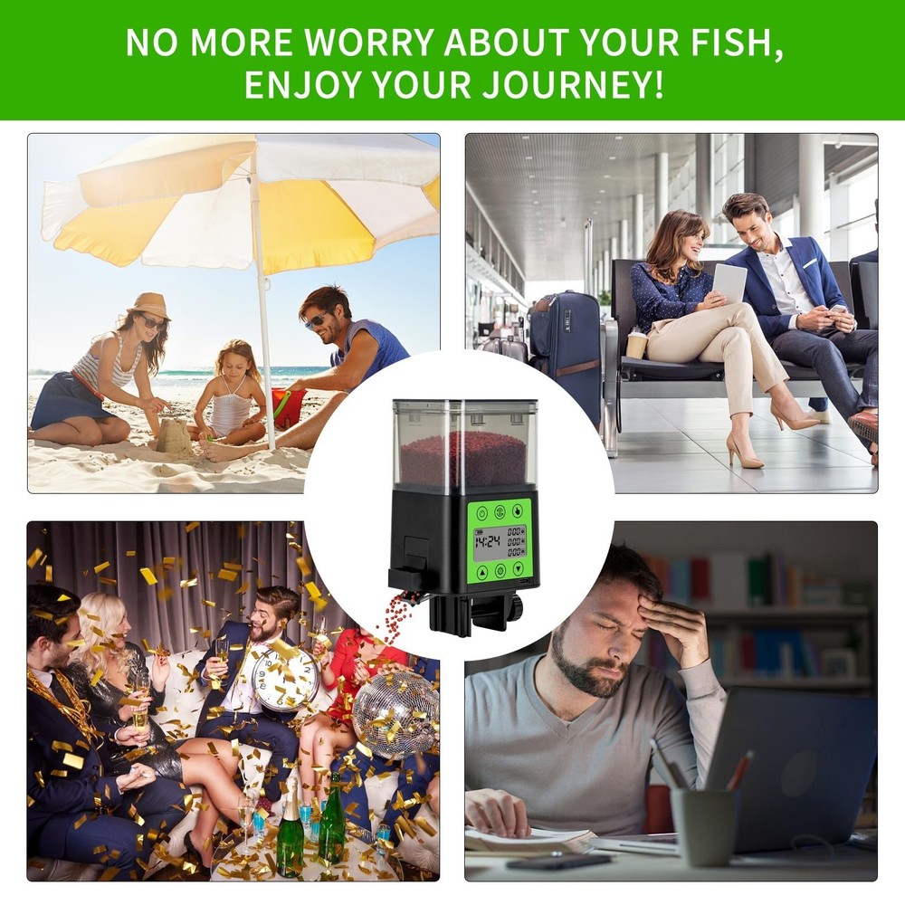 Automatic Fish Feeder for Aquarium with Timer, LCD Display 320ML Large Capaci...