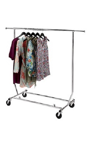 Clothing Rack Rolling Folding Single Bar Rail Salesman Sample Garment Display