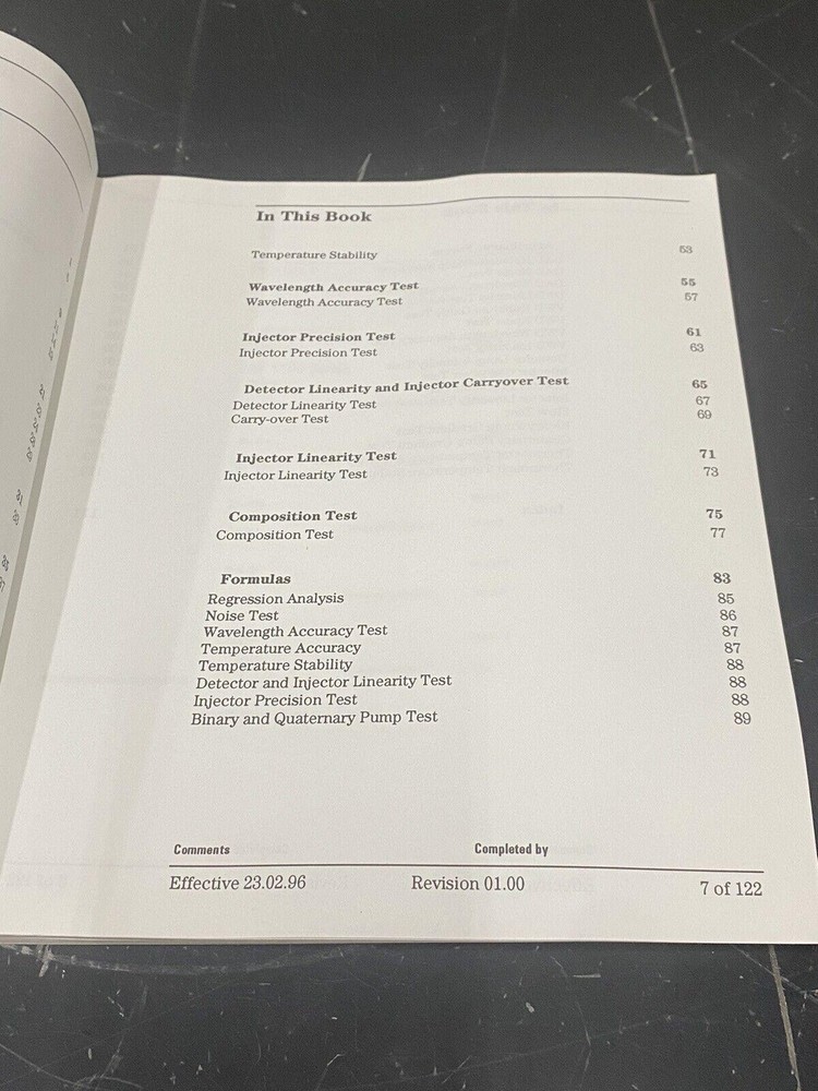 Hewlett Packard Performance verification HP 1100 HPLC - User Guide / Manual