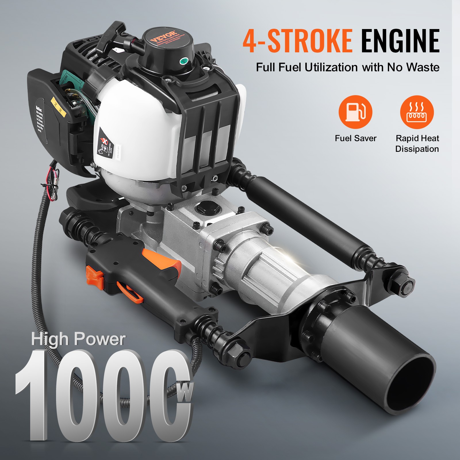 VEVOR 37.77cc Gas Powered T Post Driver 4 Stroke Fence Piling Pounder w/ 2 Head