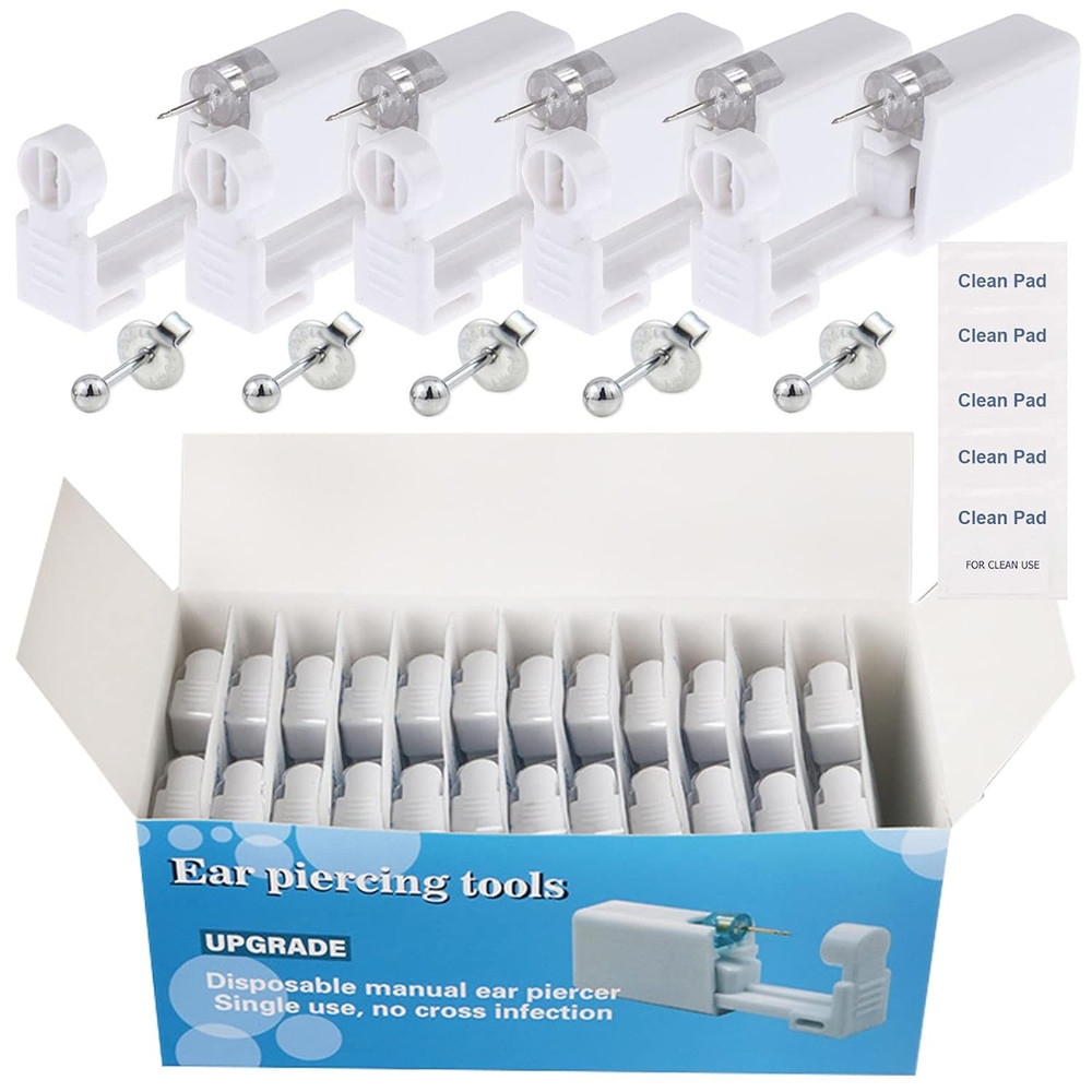 Ear Piercing Gun Kit - 72Pcs Disposable Ear Piercing Kit Including 24Pcs Self E
