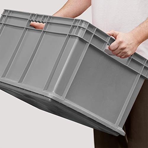 Akro-Mils 37676 Plastic Straight Wall Container Tote with Mesh Sides and Solid B