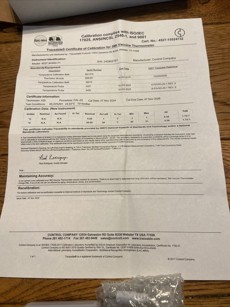Traceable 4527 Thermometer New Open Box