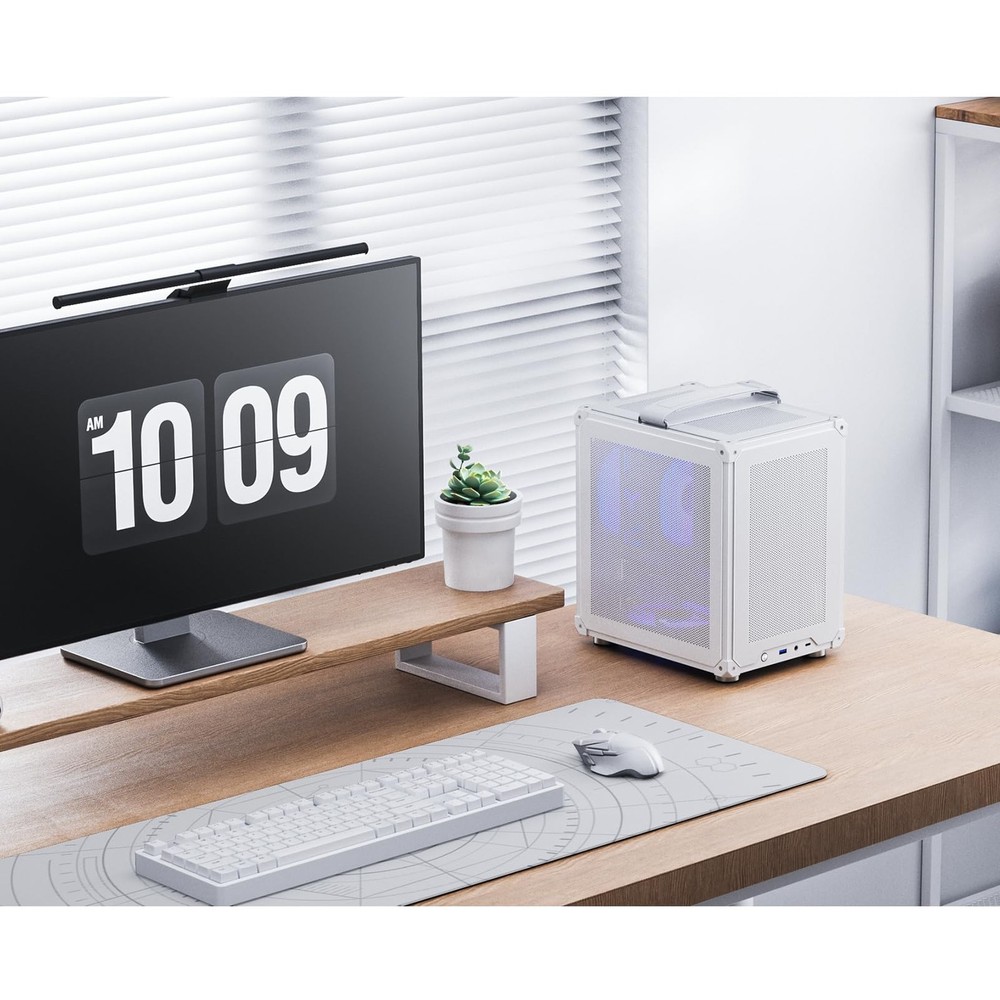 C6-ITX White Mini ITX Handled Mesh PC Case, Simple Compact Desktop ITX Chassi...