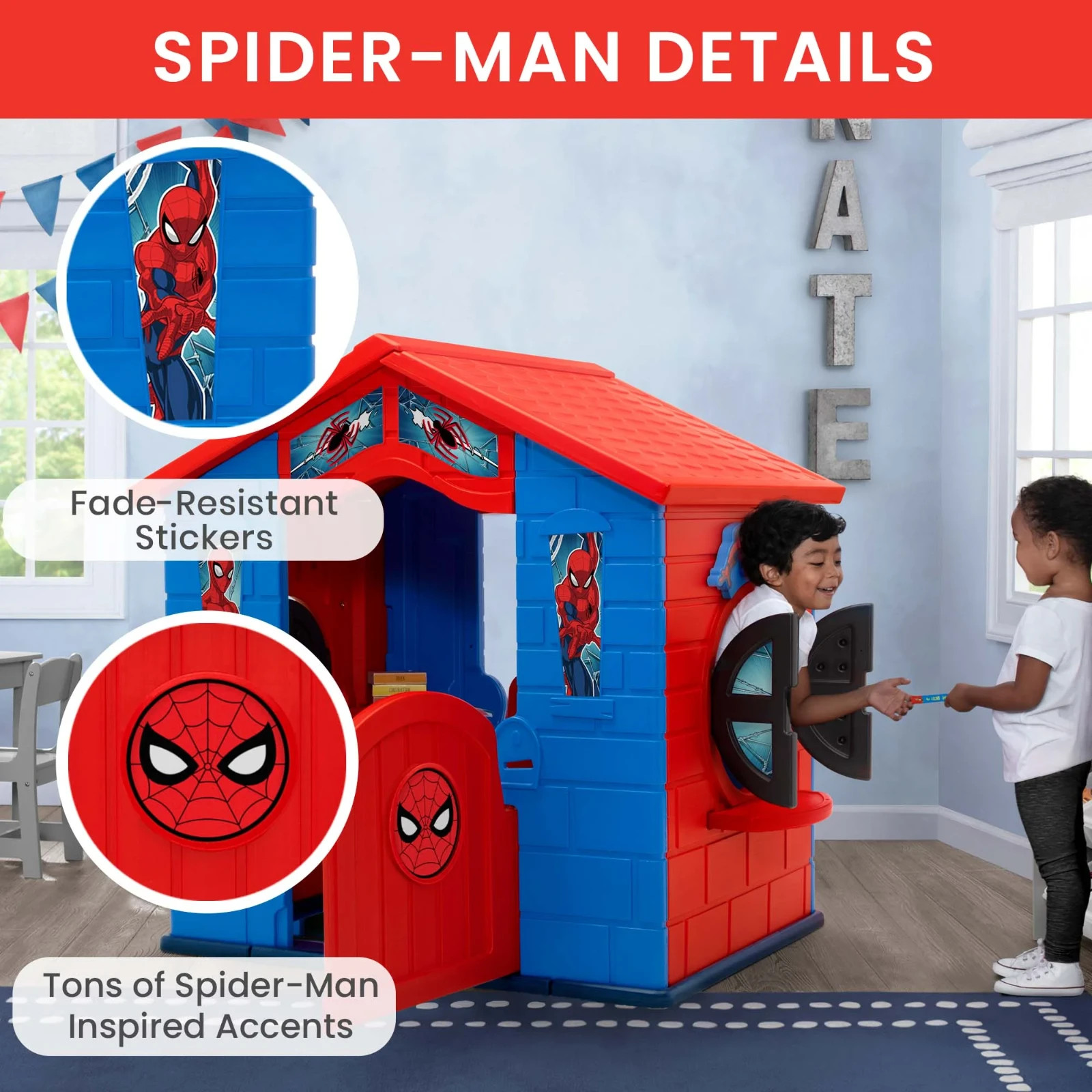 Marvel Spider-Man Plastic Indoor/Outdoor Playhouse with Easy Assembly by Delta C