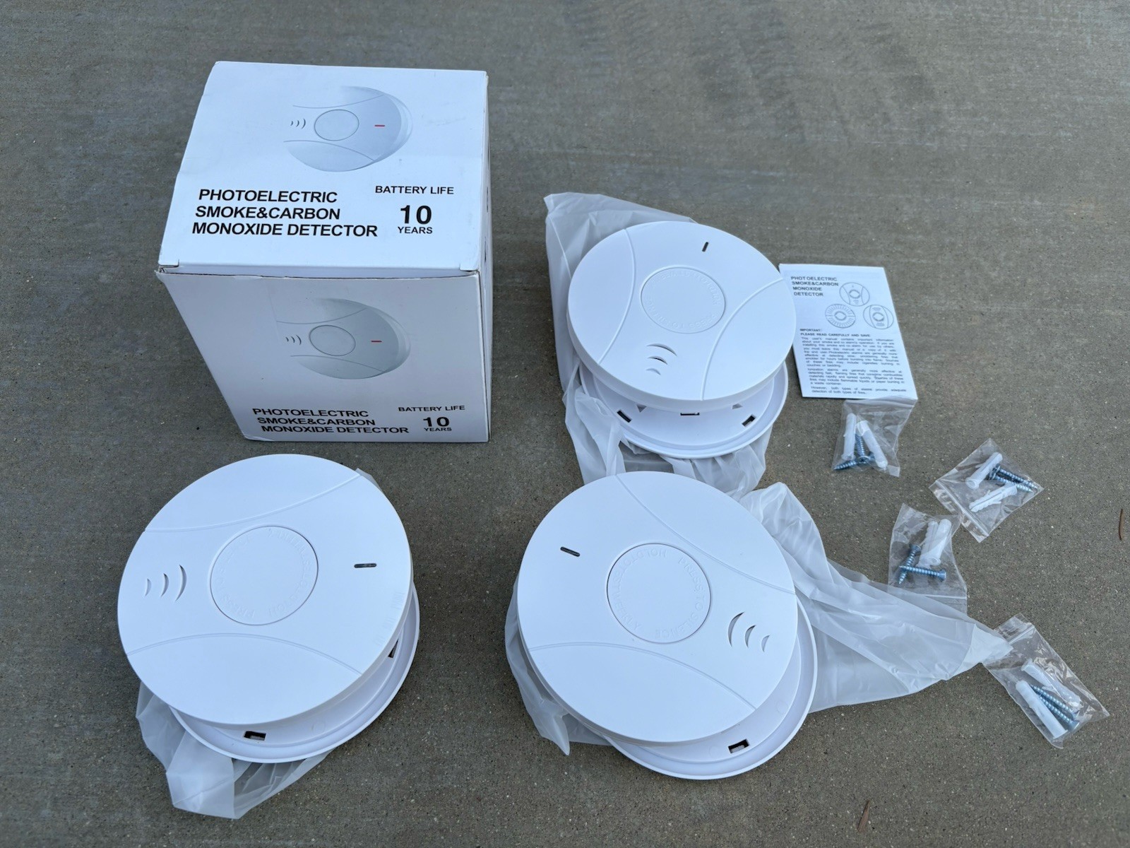 3 Pack Photoelectric Smoke and Carbon Monoxide Detector