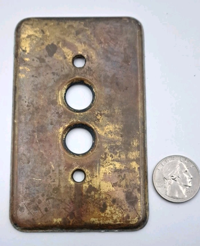 Vintage Push Button Light Switch Wall Plate Covers Rectangle Brass Hardware