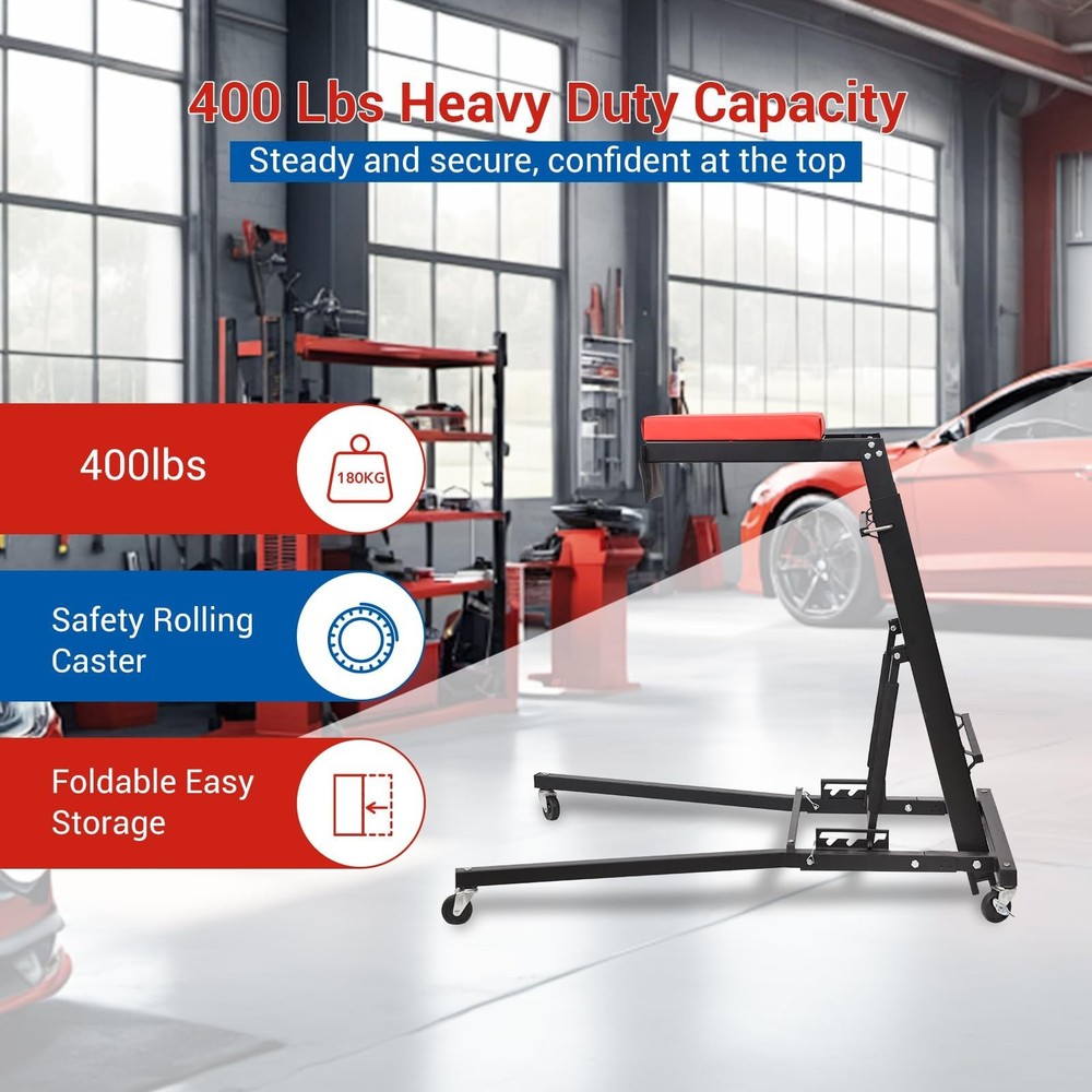 400LBS Foldable Topside Automotive Engine Creeper with 48"-66" Adjustable Height