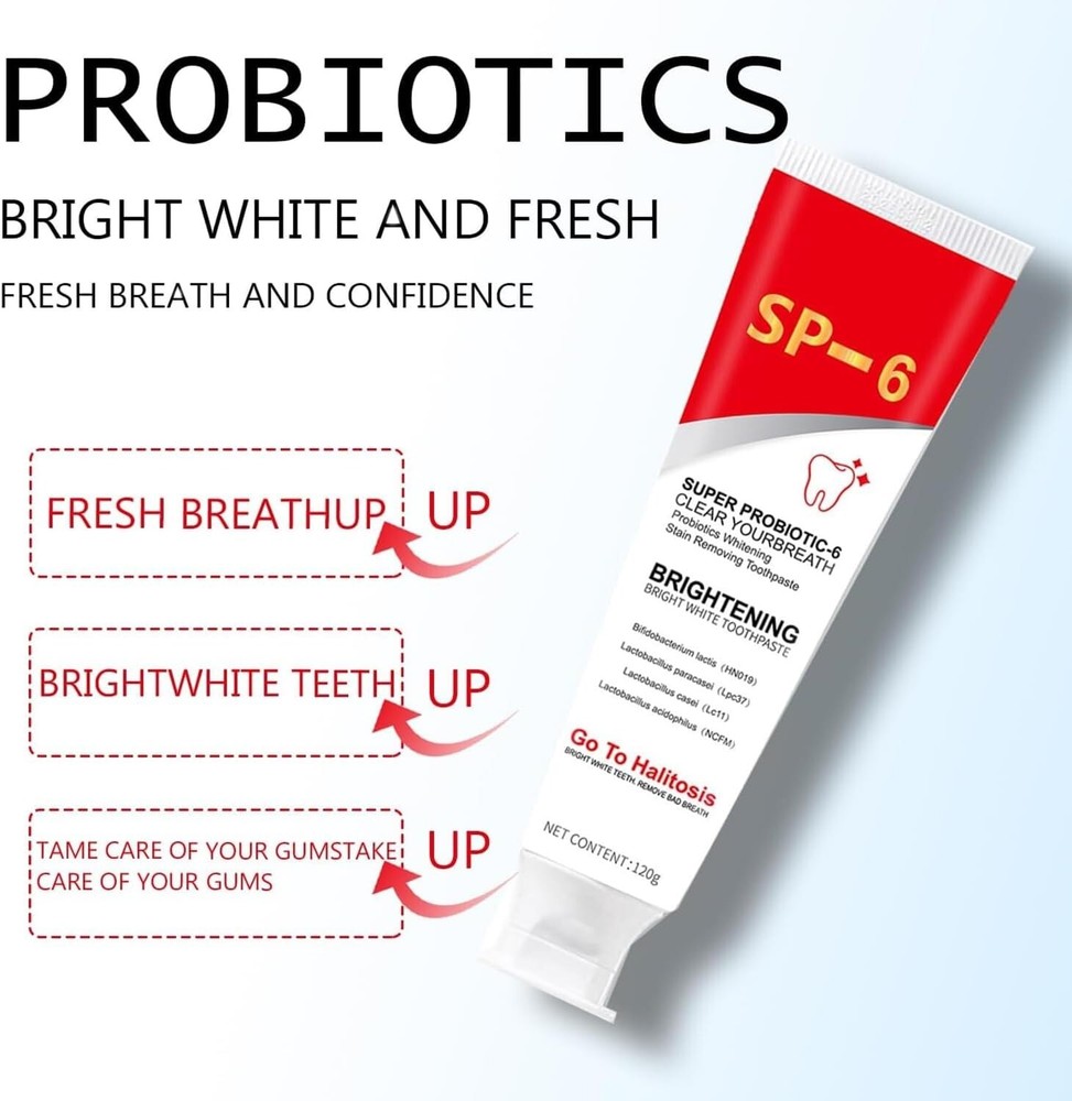 4Pcs Super Probiotic SP-6 Toothpaste, Probiotics Bright White Toothpaste, Sp 6