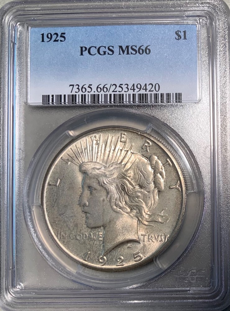 1925 Peace Silver Dollar PCGS MS66 From Original Roll