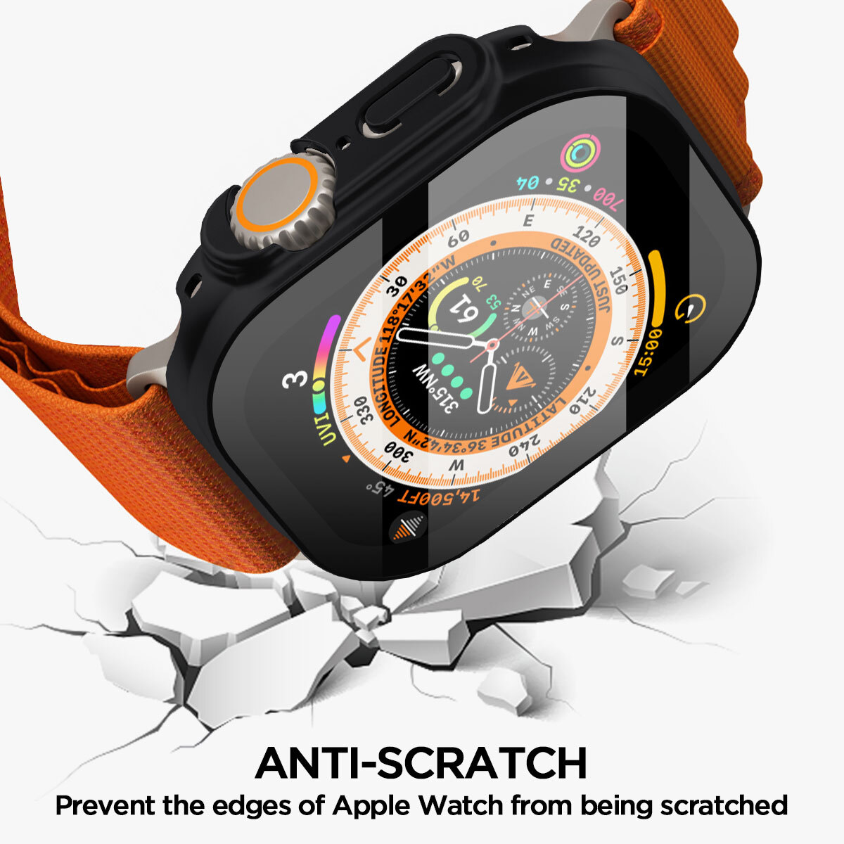 Full Case Cover for Apple Watch Ultra 2 49mm Tempered Glass Screen Protector