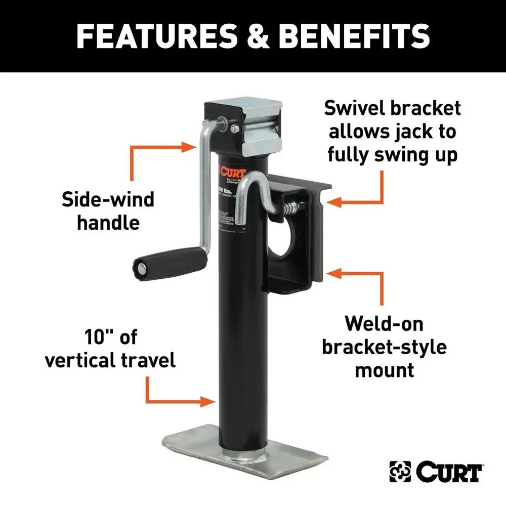 CURT 28302 Bracket Mount Sidewind Swivel Jack