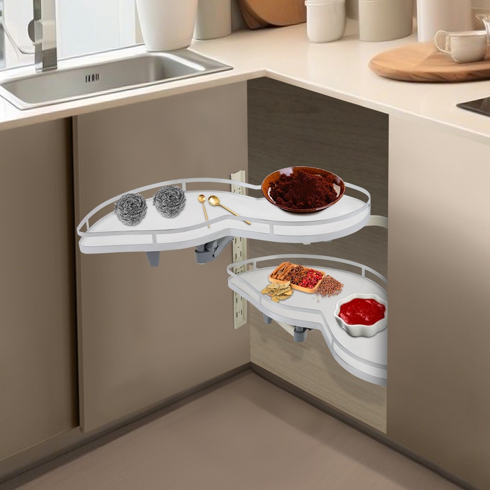 2 Tier Swing Tray Left Blind Corner Kitchen Cabinet Pull Out Kitchen Organizer