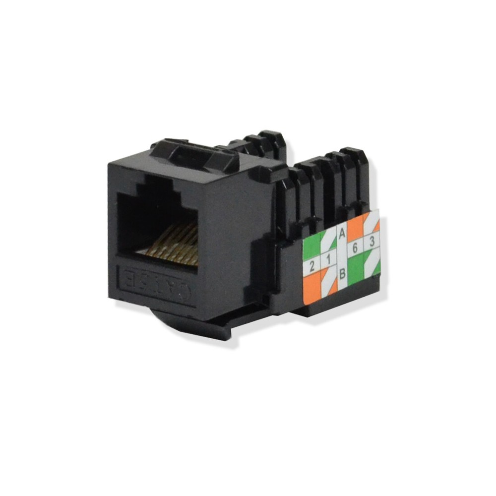 Keystone Jack Cat5e Black Network Ethernet 110 Punchdown 8P8C