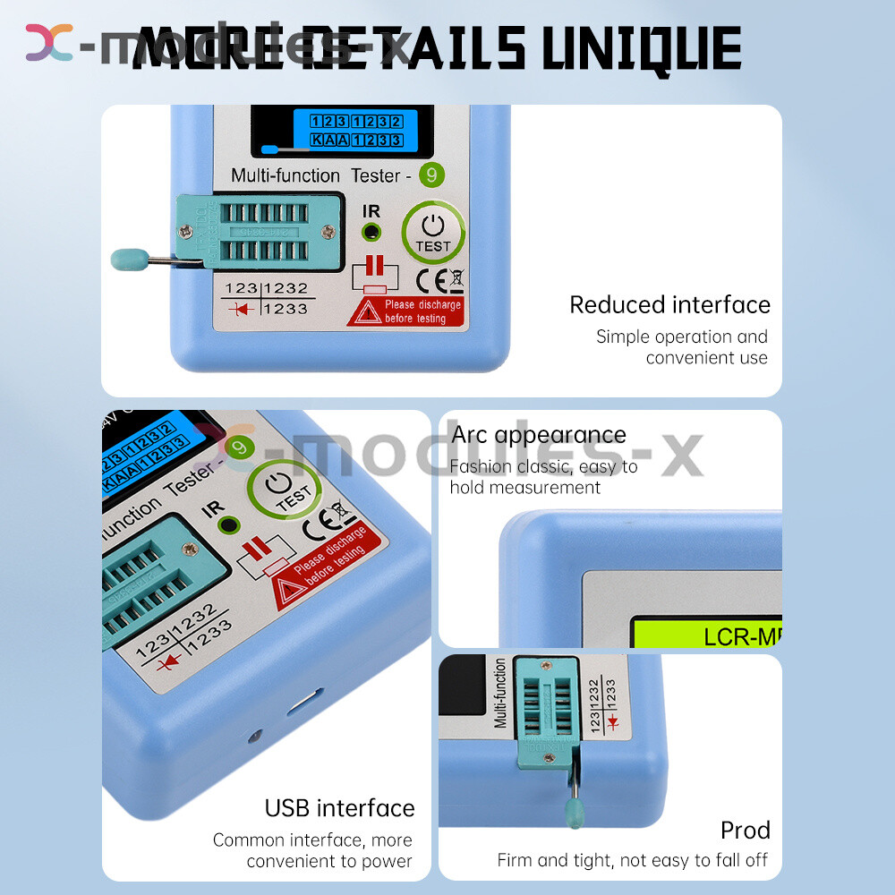 MF9 Transistor Tester TFT Diode Triode Resistors Meter NPN PNP MOSFET Multimeter