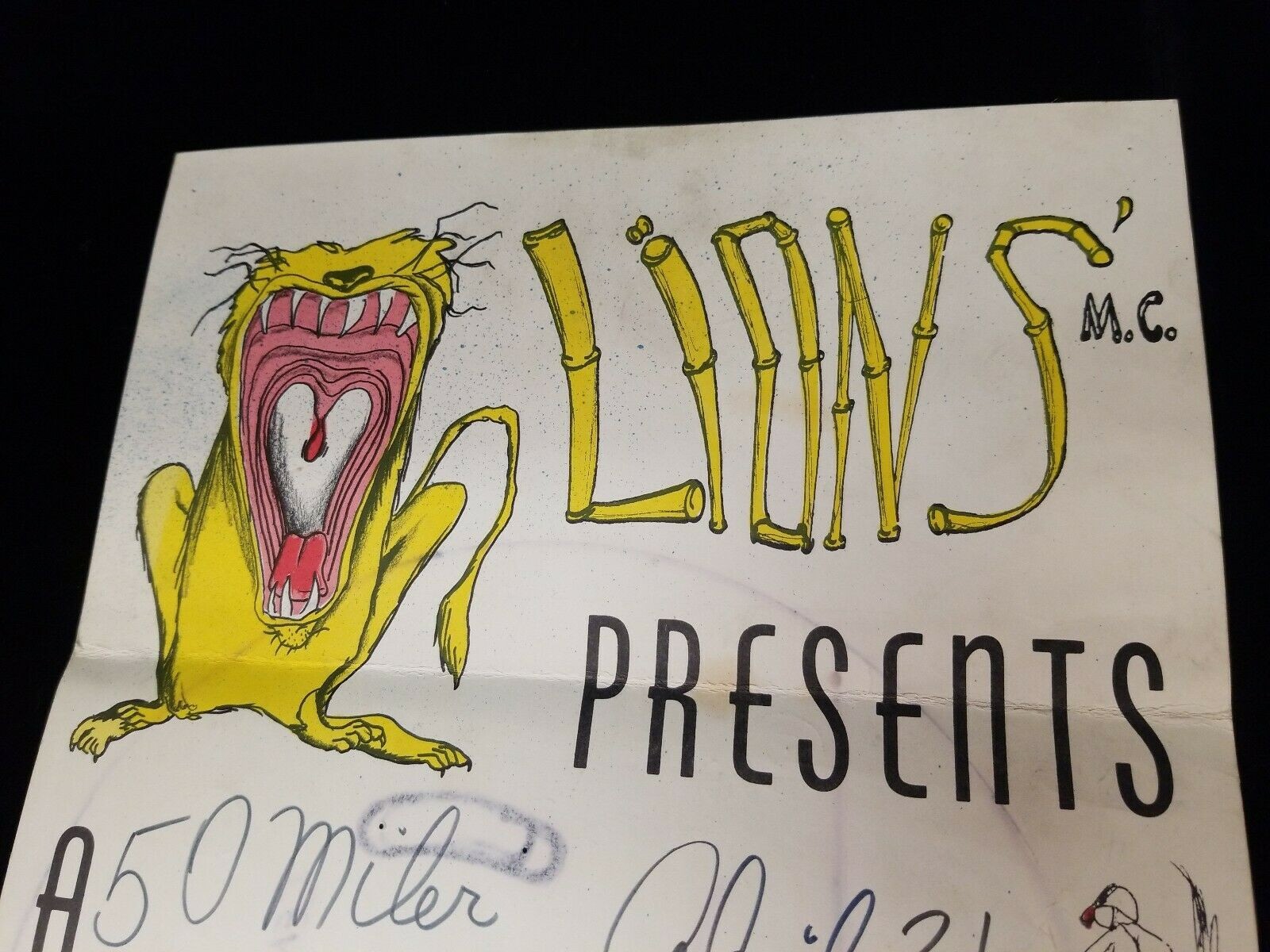 1966 Motorcycle Lions MC TT Racing Framed Poster Rare 1-of-Kind 50-Mile Sign Art