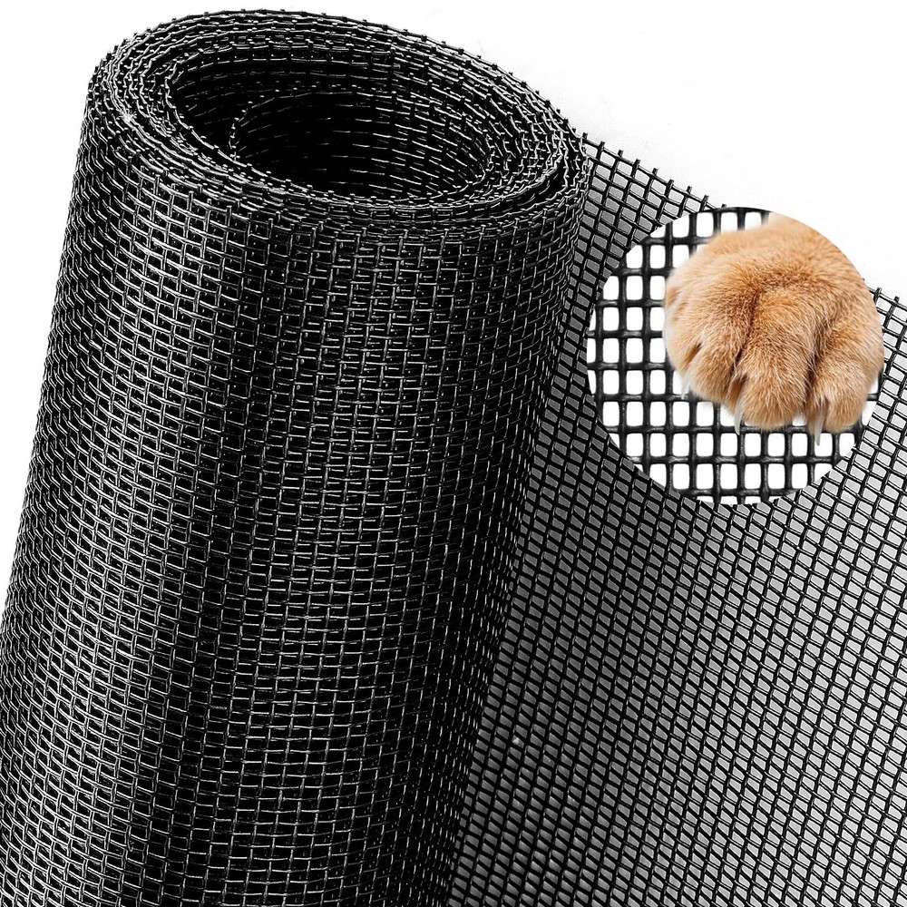 Pet Proof Window Screen Replacement 48"x100" Adjustable Thicken Charcoal Fibe...