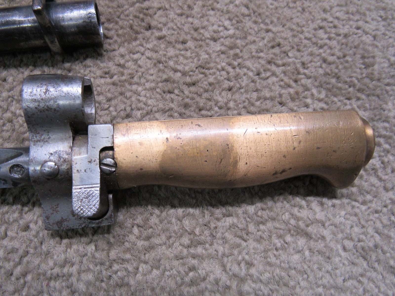 French M1886 Lebel Bayonet & Scabbard Shortened For WW1 Brass Grips