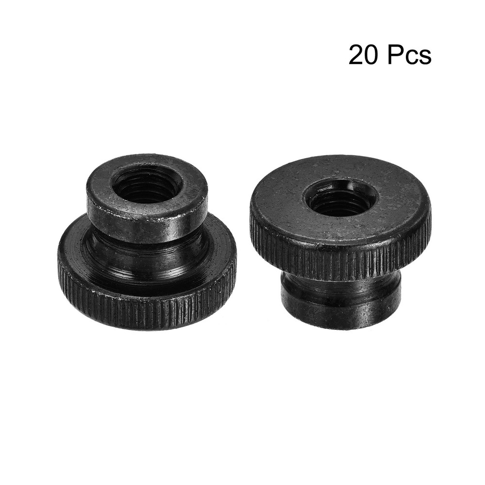 20Pcs Knurled Thumb Nut M8x1.25 Iron Round Knobs Black Zinc Black