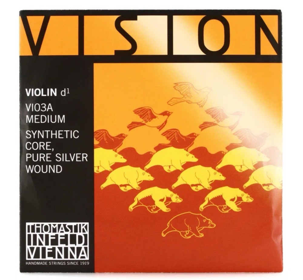 Thomastik Vision 4/4 Violin Strings Medium D, Silver Medium 4/4 Size