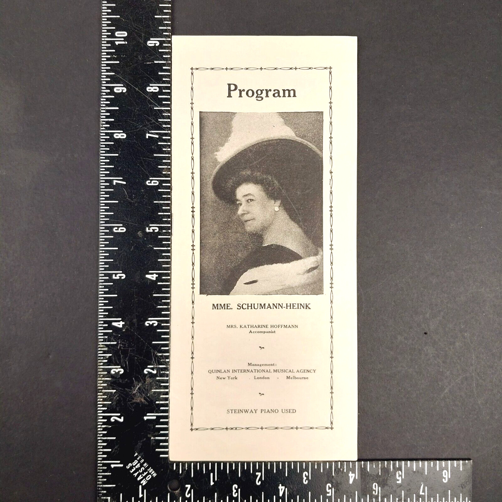 Original 1909 Steinway Piano Promotional Program Featuring MME. Schumann-Henk