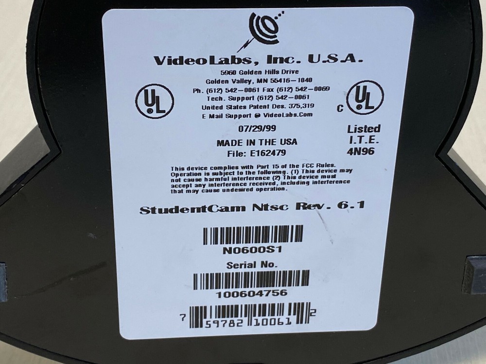 VideoLabs StudentCam N0600S1 Digital Presentation Webcam