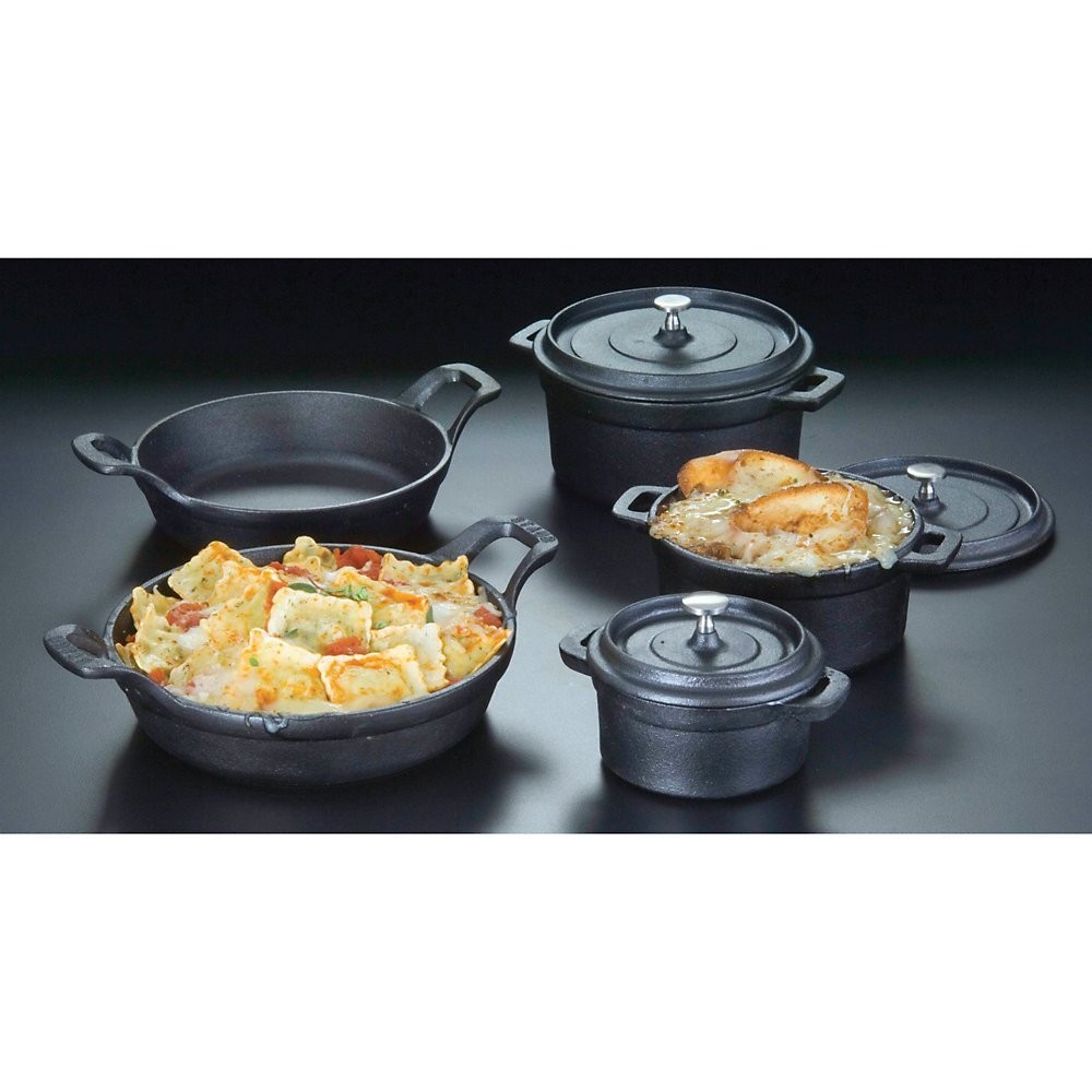 CIPR7251 MEDIUM CAST IRON CASSEROLE PAN ROUND BLACK