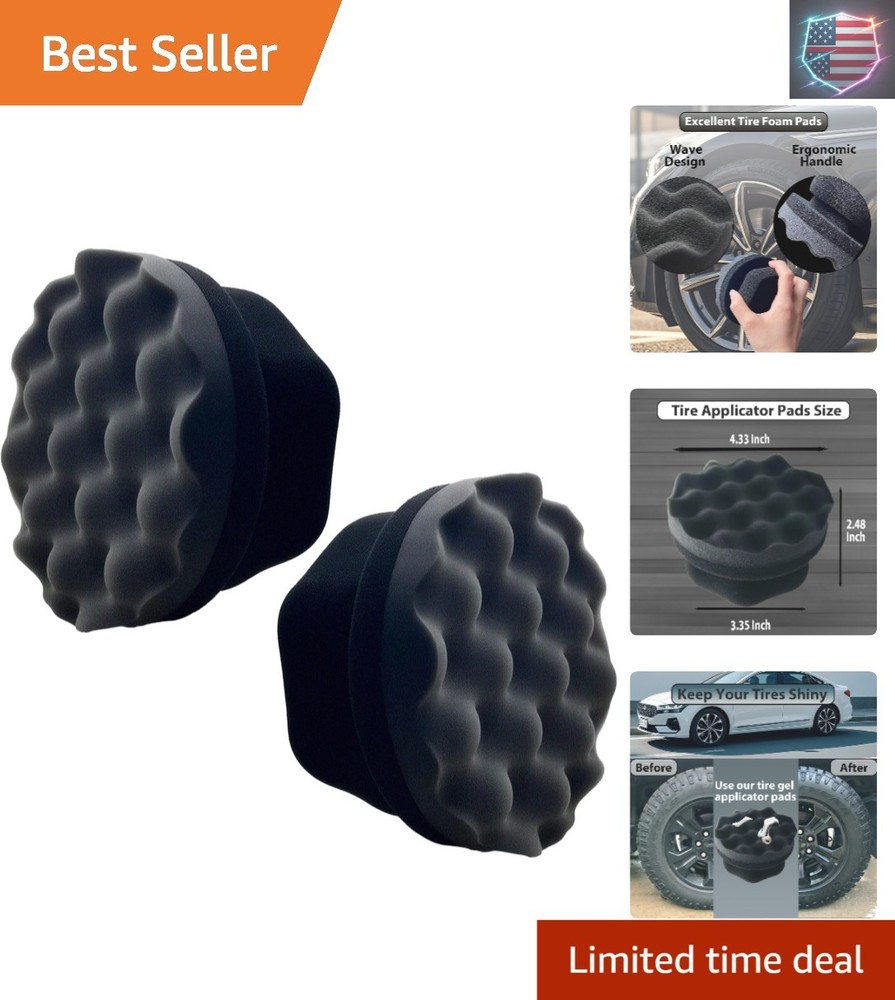 2 Pcs Large Tire Shine Applicator, Reusable Tire Dressing Applicator Wave Con...