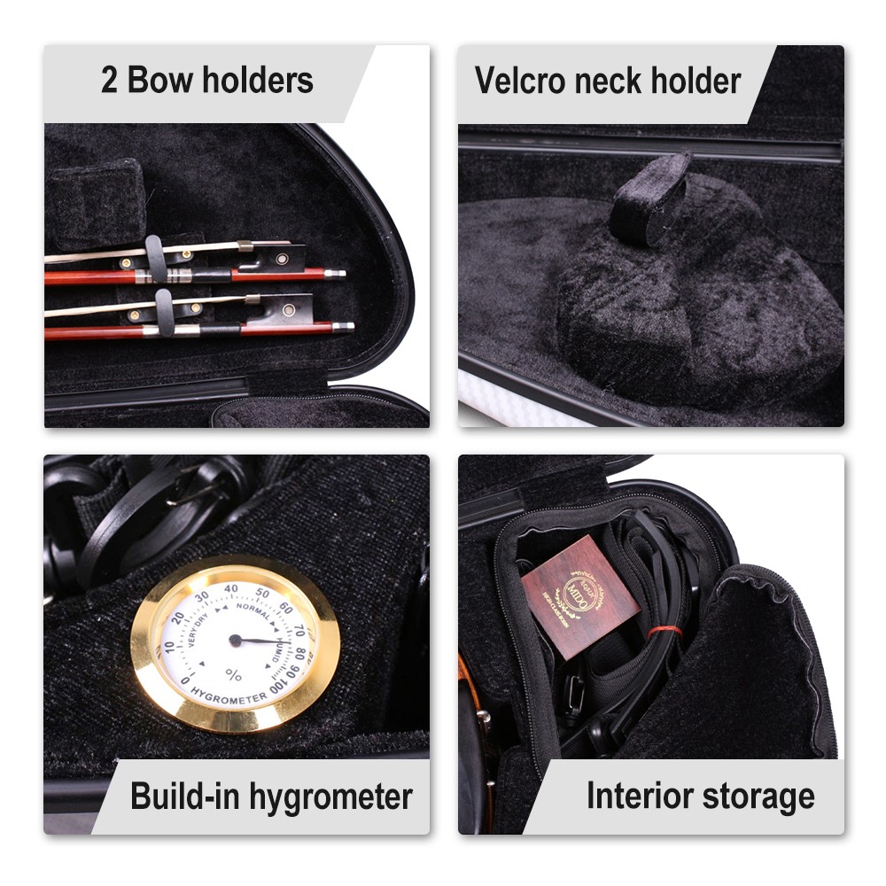 Violin Case 4/4 Hard Shell Carbon Fiber Lightweight with Backstrap and Code lock